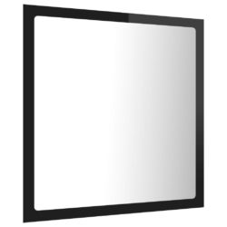 LED-badespeil høyglans svart 40×8,5×37 cm akryl