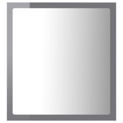 LED-badespeil høyglans grå 40×8,5×37 cm akryl