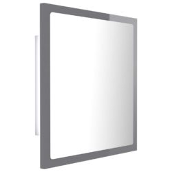 LED-badespeil høyglans grå 40×8,5×37 cm akryl
