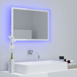 LED-badespeil høyglans hvit 60×8,5×37 akryl