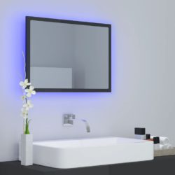 LED-badespeil høyglans grå 60×8,5×37 cm akryl