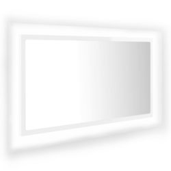 LED-badespeil høyglans hvit 80×8,5×37 cm akryl