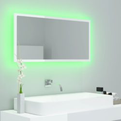 vidaXL LED-badespeil høyglans hvit 90×8,5×37 cm akryl