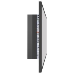 LED-badespeil høyglans grå 100×8,5×37 cm akryl