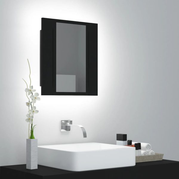 vidaXL LED-speilskap til baderom svart 40x12x45 cm akryl