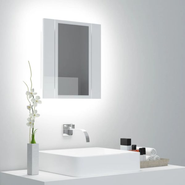 LED-speilskap til baderom høyglans hvit 40x12x45 cm akryl