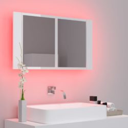LED-speilskap høyglans hvit 80x12x45 cm akryl