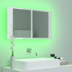LED-speilskap høyglans hvit 80x12x45 cm akryl