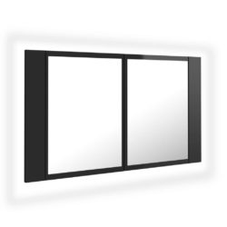 LED-speilskap til baderom høyglans svart 80x12x45 cm akryl