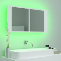 LED-speilskap til baderom hvit 90x12x45 cm akryl