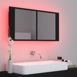 LED-speilskap til baderom svart 90x12x45 cma kryl