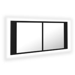 LED-speilskap til baderom svart 100x12x45 cm akryl