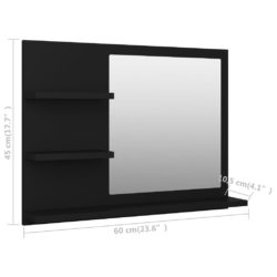 Baderomsspeil svart 60×10,5×45 cm sponplate