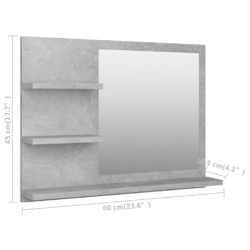Baderomsspeil betonggrå 60×10,5×45 cm sponplate
