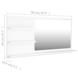 Baderomsspeil hvit 90×10,5×45 cm sponplate