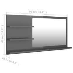 Baderomsspeil høyglans grå 90×10,5×45 cm sponplate