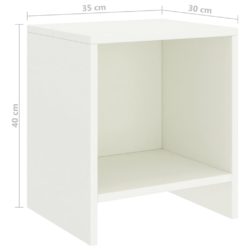 Nattbord hvit 35x30x40 cm heltre furu