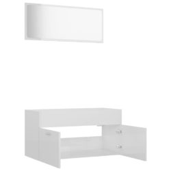 Baderomsmøbler 2 stk høyglans hvit sponplate