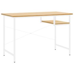 PC-bord hvit og lys eik 105x55x72 cm MDF og metall