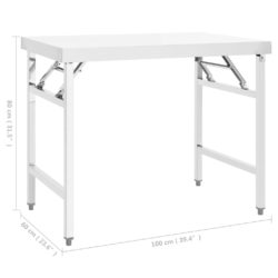 vidaXL Sammenleggbart arbeidsbord kjøkken 100x60x80 cm rustfritt stål
