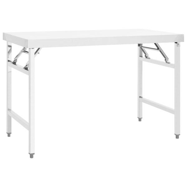 vidaXL Sammenleggbart arbeidsbord kjøkken 120x60x80 cm rustfritt stål