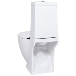 WC keramisk toalett bad rundt vannføring på bunnen hvit