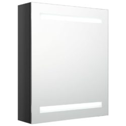 LED-speilskap til bad blank svart 50x14x60 cm