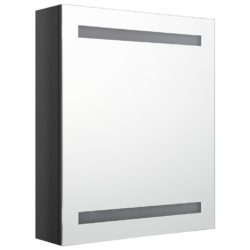 LED-speilskap til bad blank svart 50x14x60 cm