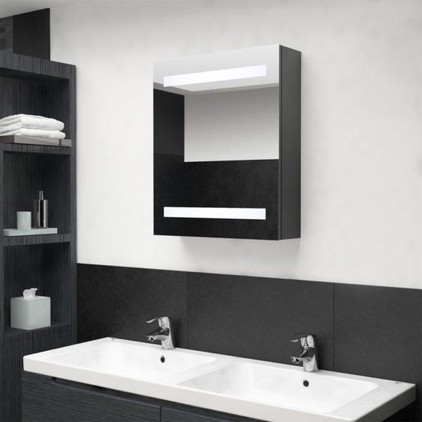 LED-speilskap til bad grå 50x14x60 cm