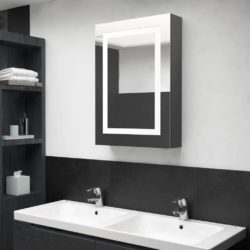 vidaXL LED-speilskap til bad blank grå 50x13x70 cm