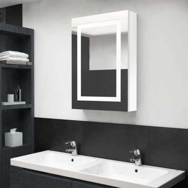 LED-speilskap til bad blank hvit 50x13x70 cm