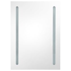 LED-speilskap til bad hvit og eik 50x13x70 cm