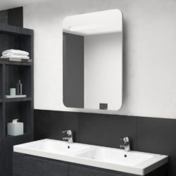 vidaXL LED-speilskap til bad betonggrå 60x11x80 cm