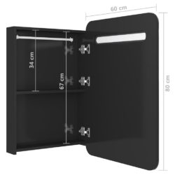 LED-speilskap til bad blank svart 60x11x80 cm