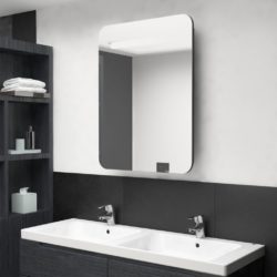 vidaXL LED-speilskap til bad blank svart 60x11x80 cm