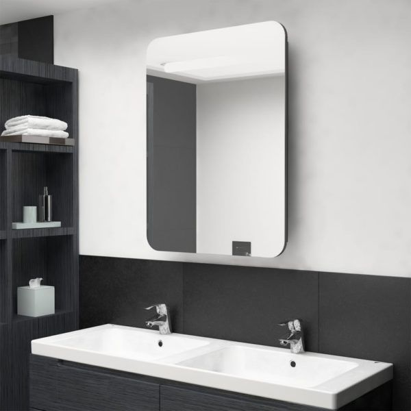 LED-speilskap til bad grå 60x11x80 cm