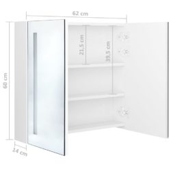 LED-speilskap til bad blank hvit 62x14x60 cm