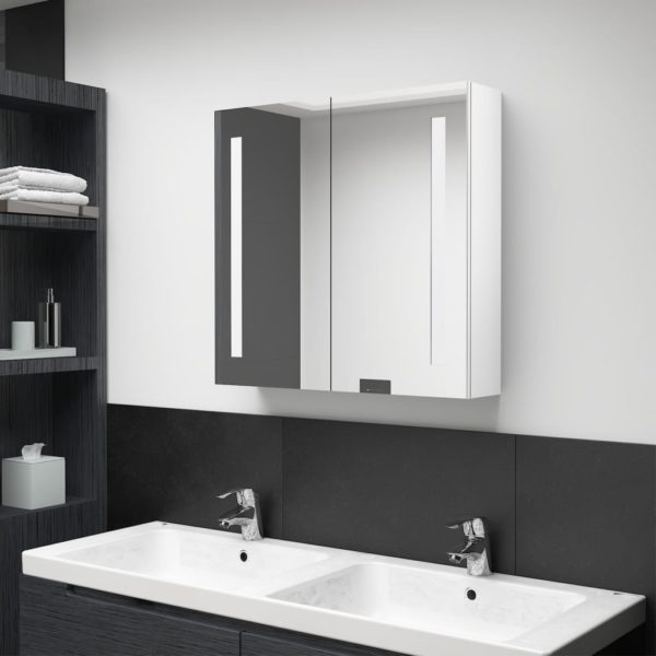 LED-speilskap til bad blank hvit 62x14x60 cm