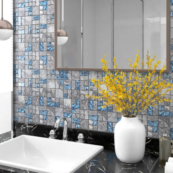 vidaXL Mosaikkfliser 11 stk grå og blå 30×30 cm glass
