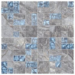 vidaXL Mosaikkfliser 22 stk grå og blå 30×30 cm glass
