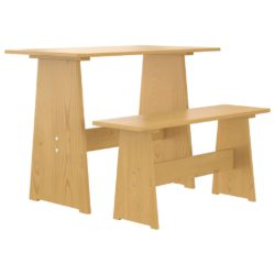 Spisebord med benk honningbrun heltre furu