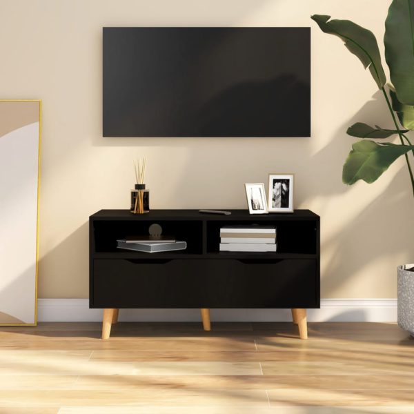 TV-benk svart 90x40x48,5 cm konstruert tre