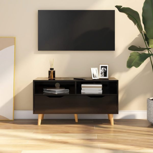 TV-benk høyglans svart 90x40x48,5 cm konstruert tre