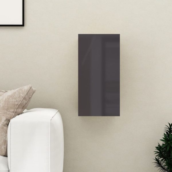TV-benk høyglans grå 30,5x30x60 cm sponplate