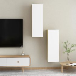 TV-benker 2 stk hvit og sonoma eik 30,5x30x90 cm sponplate