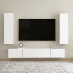 TV-benk hvit 30,5x30x110 cm sponplate