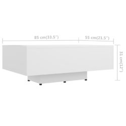 Salongbord hvit 85x55x31 cm sponplate