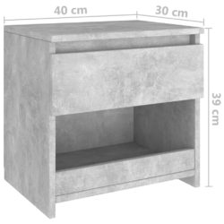 Nattbord 2 stk betonggrå 40x30x39 cm sponplate