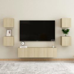 Vegghengte TV-benker 4 stk sonoma eik 30,5x30x30 cm