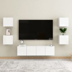Vegghengte TV-benker 2 stk høyglans hvit 30,5x30x30 cm